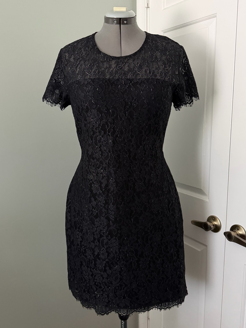 Banana Republic Factory Black Lace Short-Sleeve Dress 12